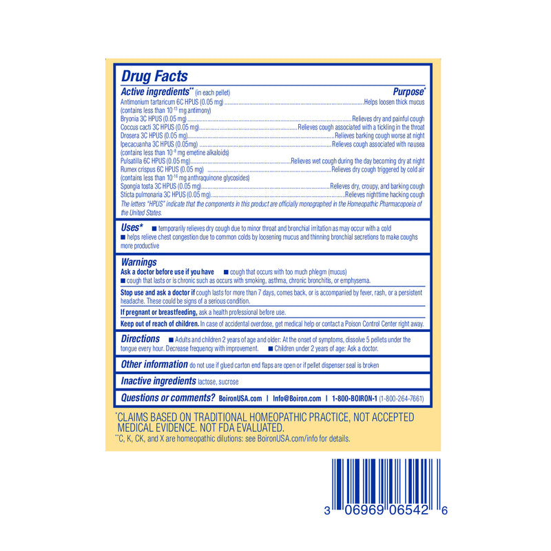 Boiron Chestal, Homeopathic Medicine for Cough & Mucus Relief, Chest Congestion, Dry, Fitful Cough, 2 x 80 Pellets