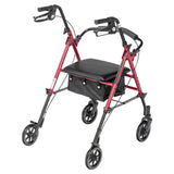 Drive Medical Adjustable Height Rollator Rolling Walker with 6" Wheels, Red